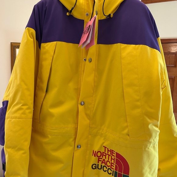 Men’s Gucci X Adidas, vibrant, yellow, puffer, coat size large made in Italy NWT - Picture 1 of 8